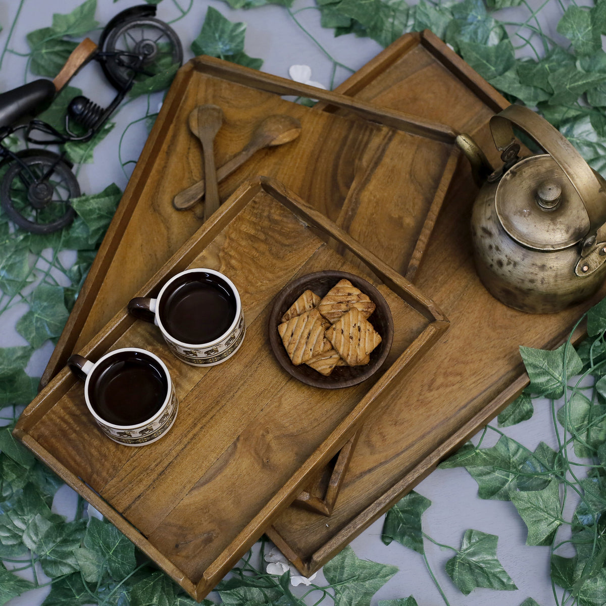 Olena Solid Wood Serving Tray — Set of 3 — view 1