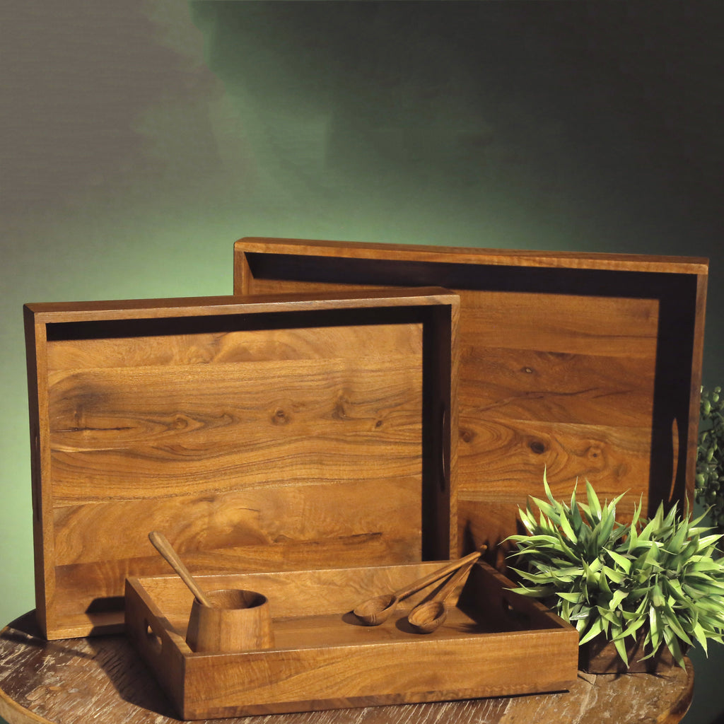 Iris Solid Wood Serving Tray — view 1