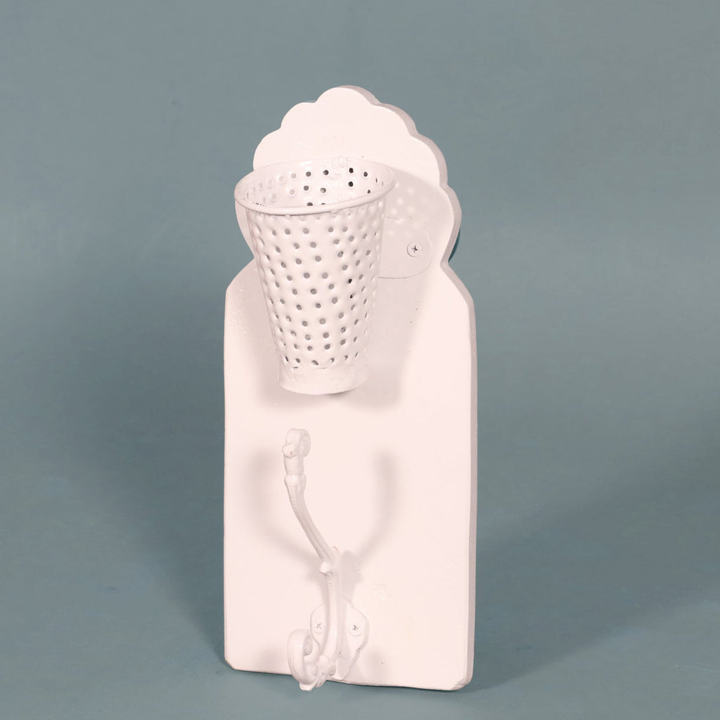 Calista Glass Panel White Wall Hook Rack — view 1