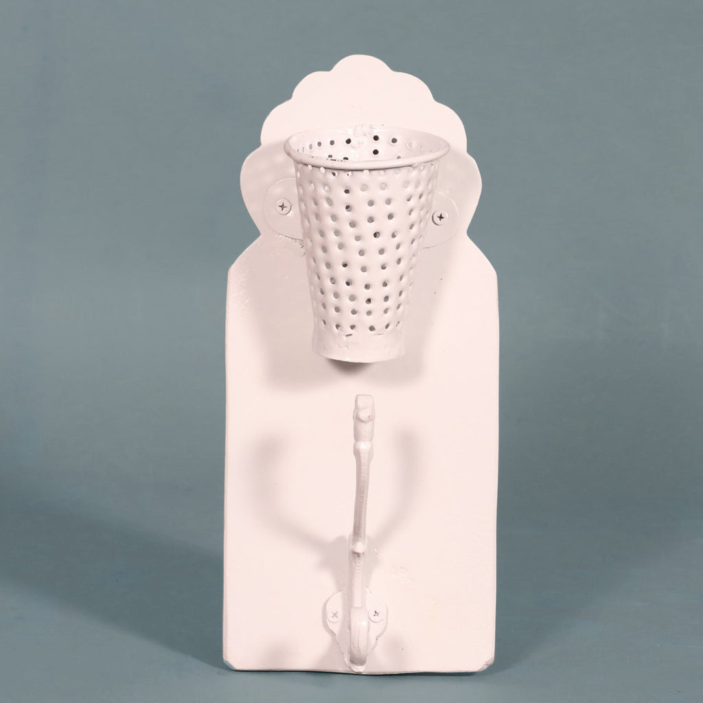Calista Glass Panel White Wall Hook Rack — view 2