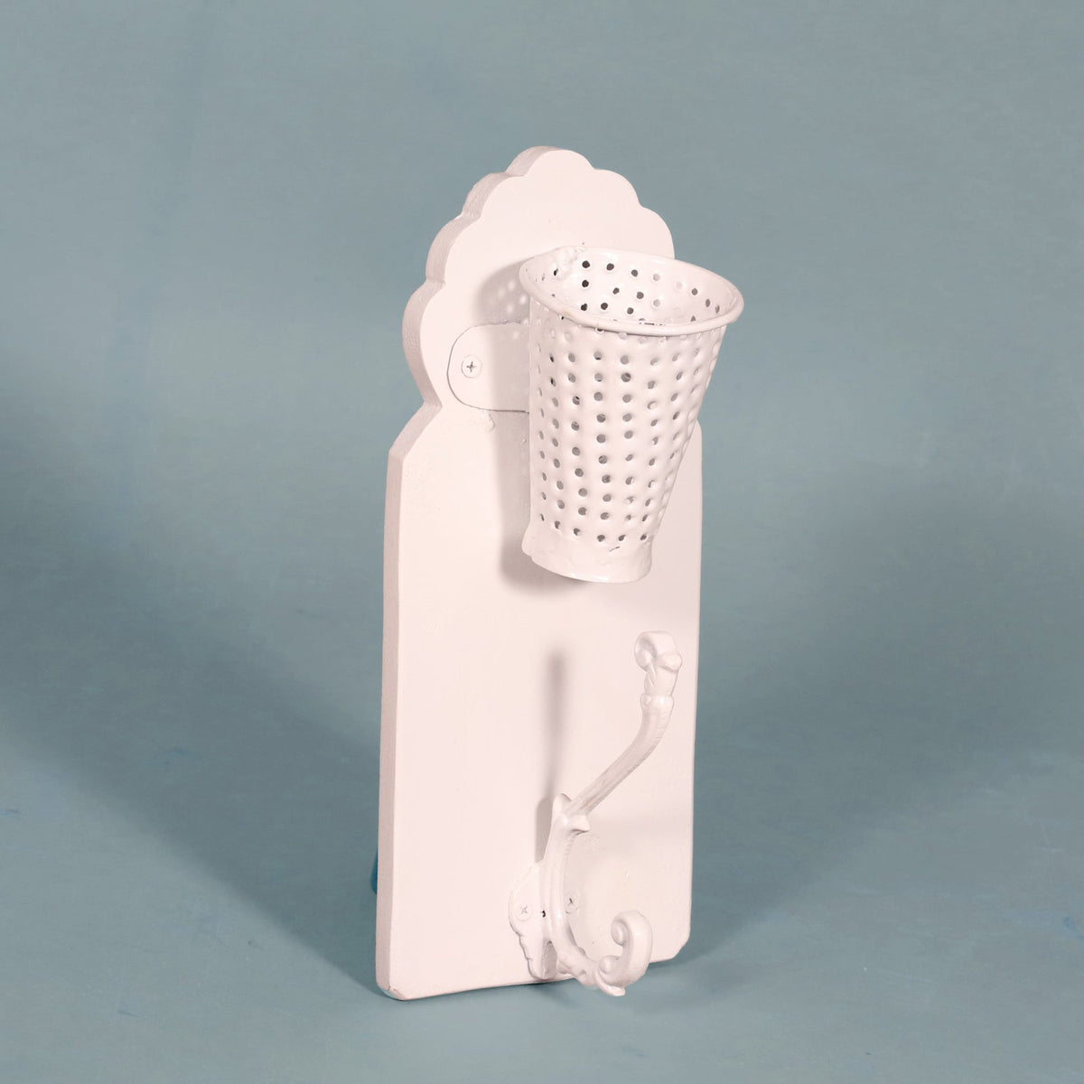 Calista Glass Panel White Wall Hook Rack — view 3