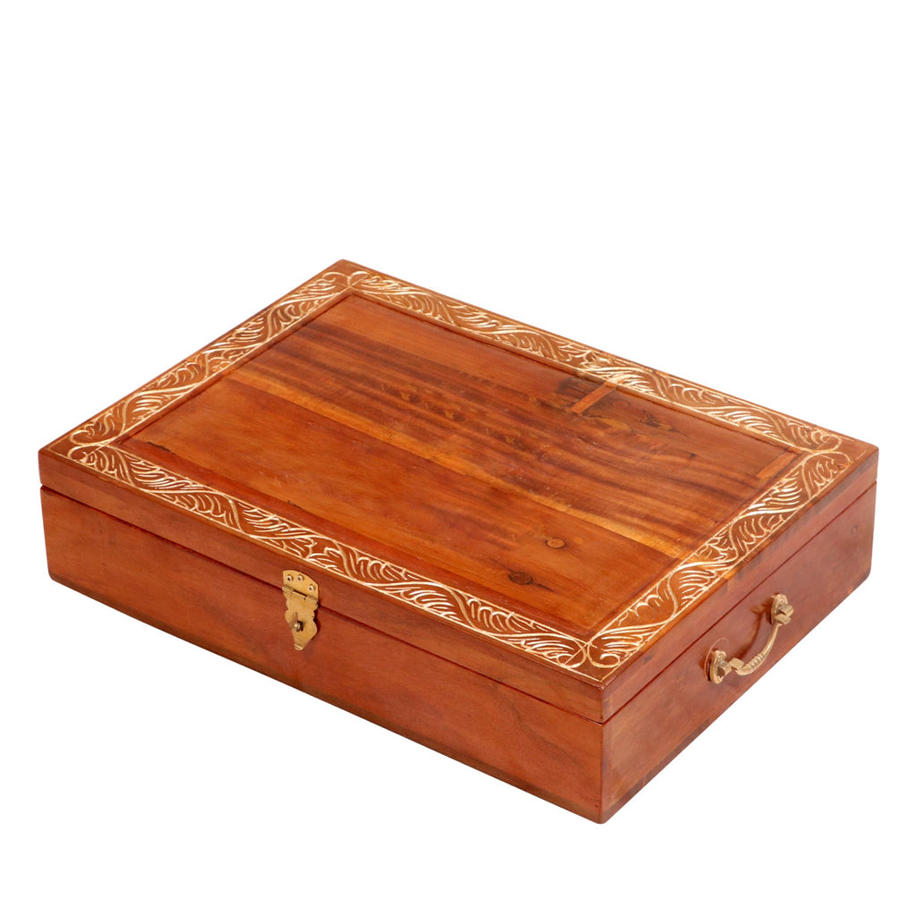 Evora Carved Gold Storage Box — view 1