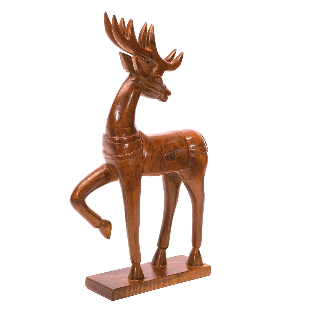 Wooden Dancing Deer Curio Animal Figurine