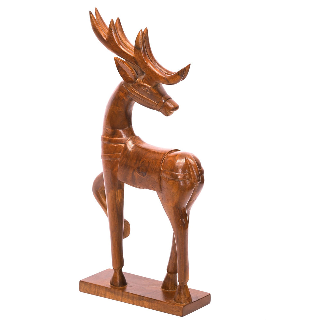 Wooden Dancing Deer Curio Animal Figurine