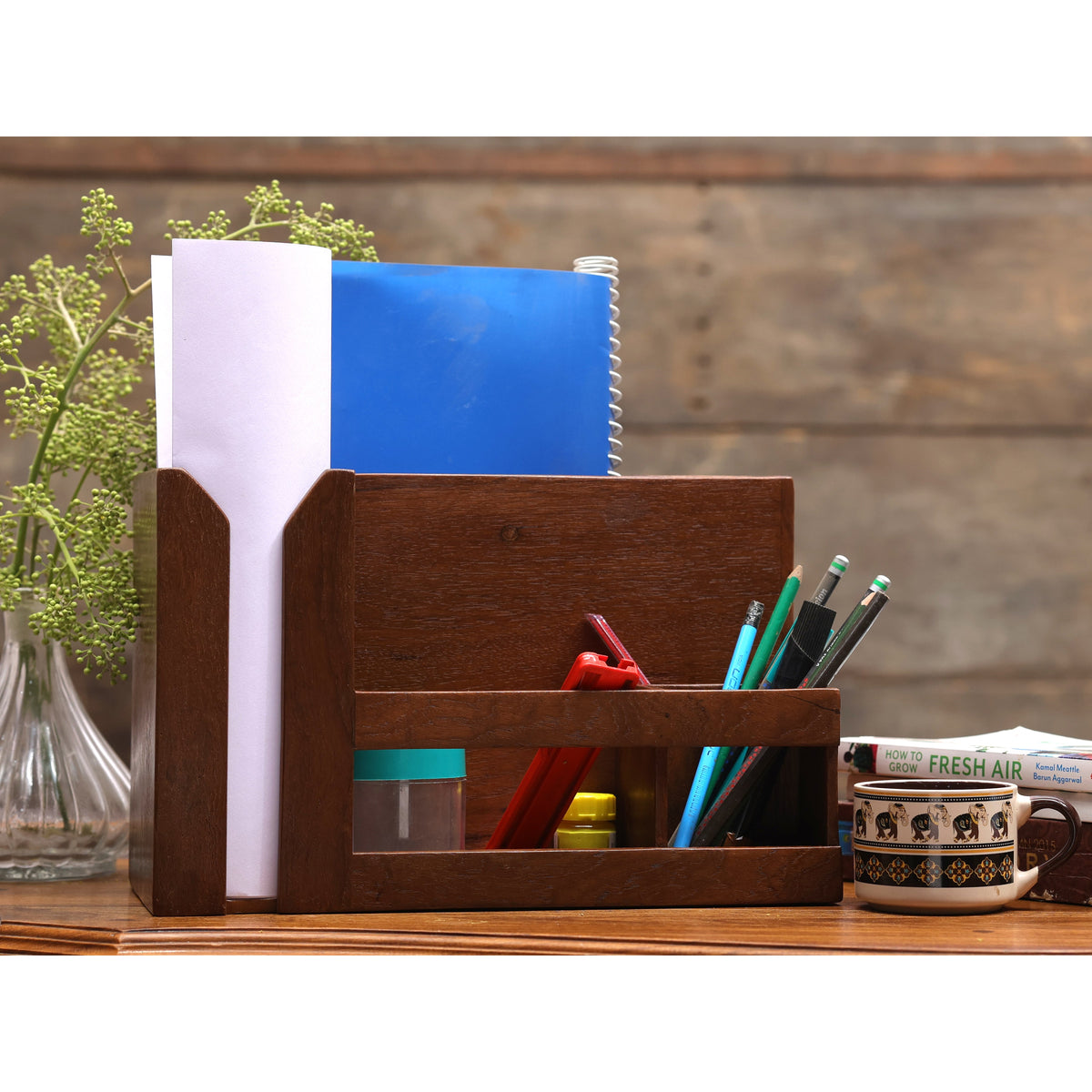 Arden Solid Wood Contoured Desk Organizer - Natural - product image 1