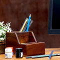 Larkin Solid Wood Sectioned Pen Holder - Dark - product image 1