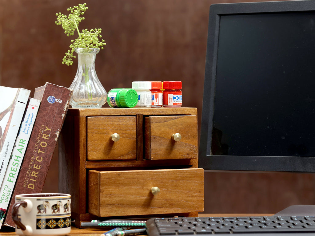 Tavi Solid Wood 3 Compartment Desk Organizer - Natural - product image 1