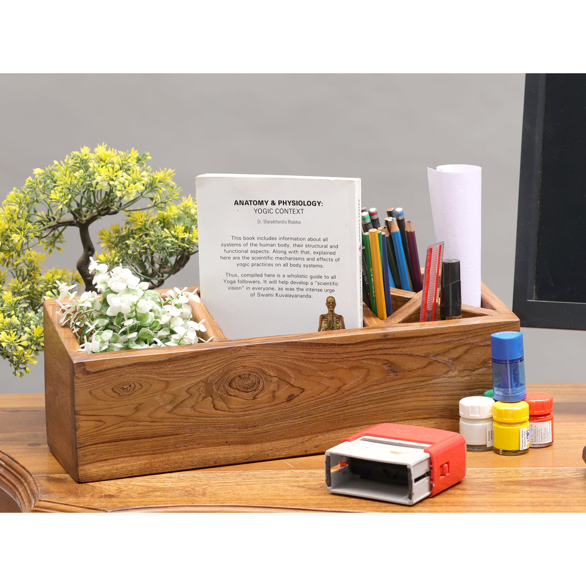 Rowan Solid Wood Long Desk Organizer - product image 1