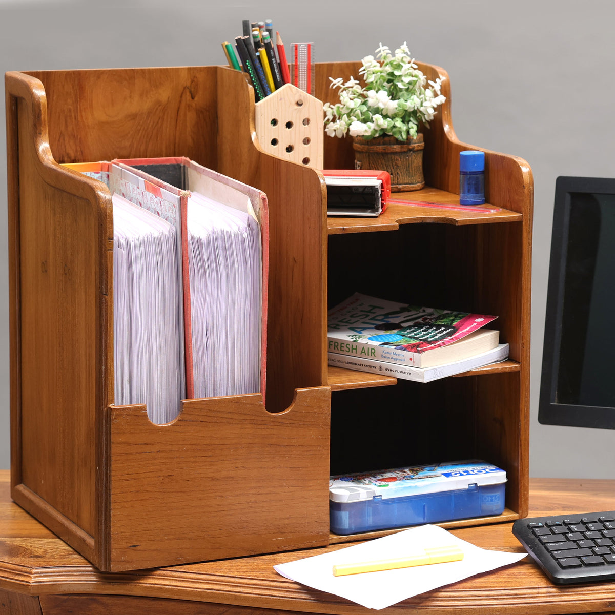 Varen Solid Wood Desktop File Rack - Natural - product image 1