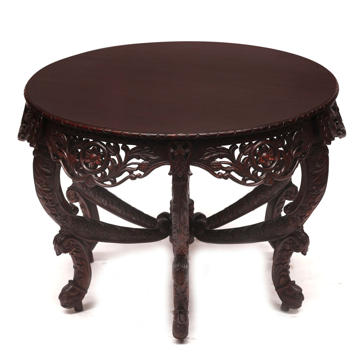 Margot Carved Round Console Table — view 2