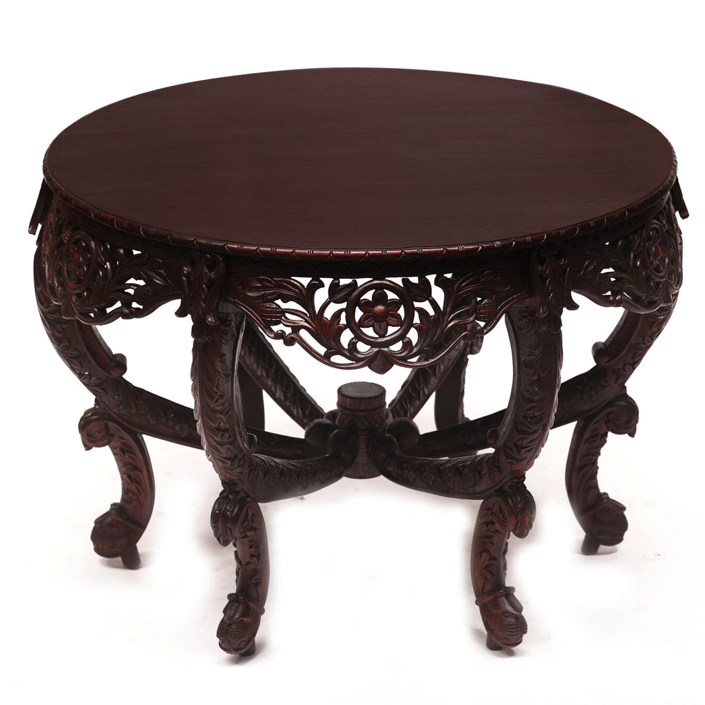 Margot Carved Round Console Table — view 3