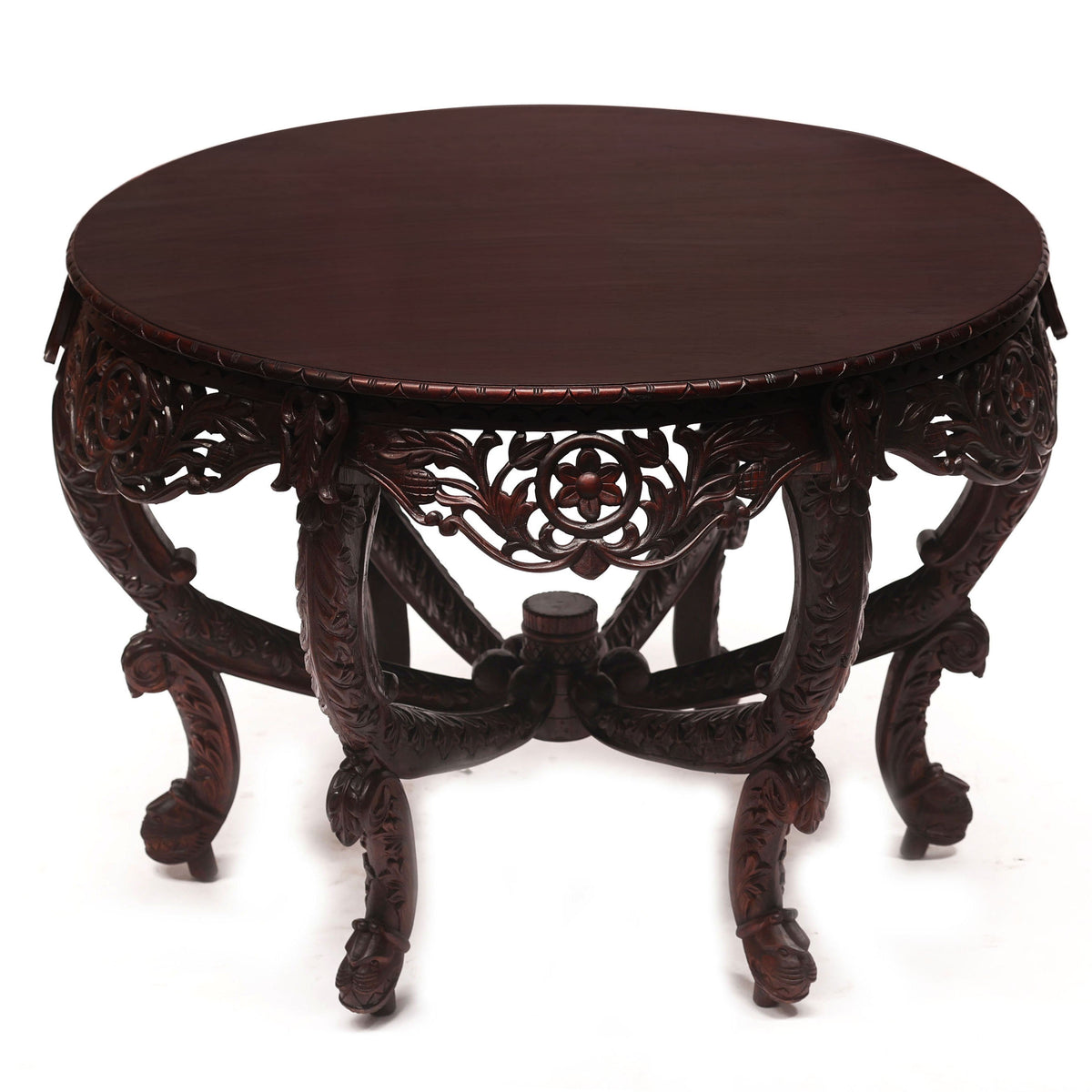 Margot Carved Round Console Table — view 3