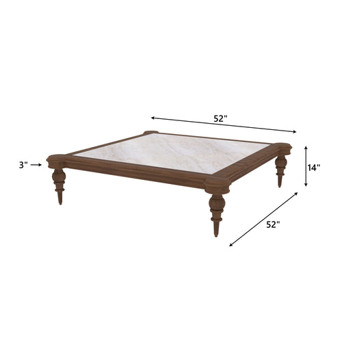 Bianco Marble Top Solid Wood Floor Dining Set – product image 2