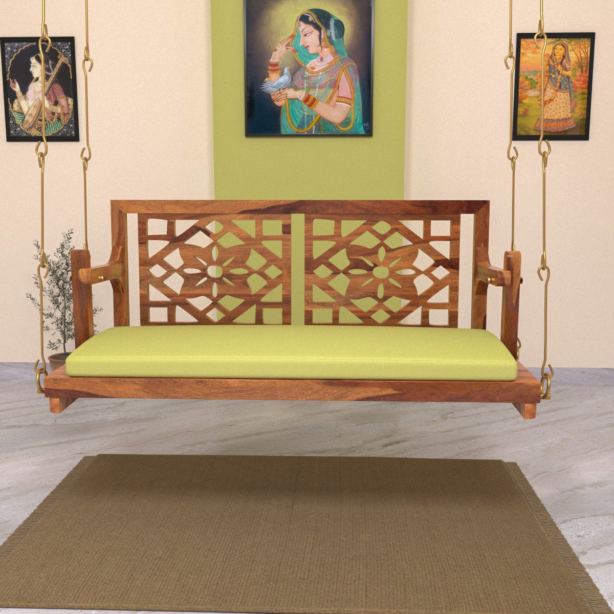 Odessa Floral Carved Hanging Swing — view 1