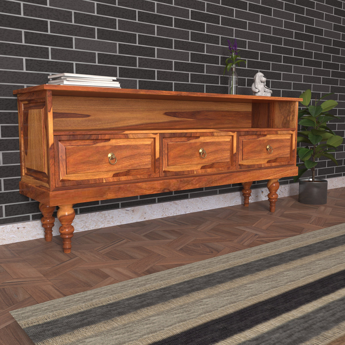 Renata Solid Wood TV Unit — view 2
