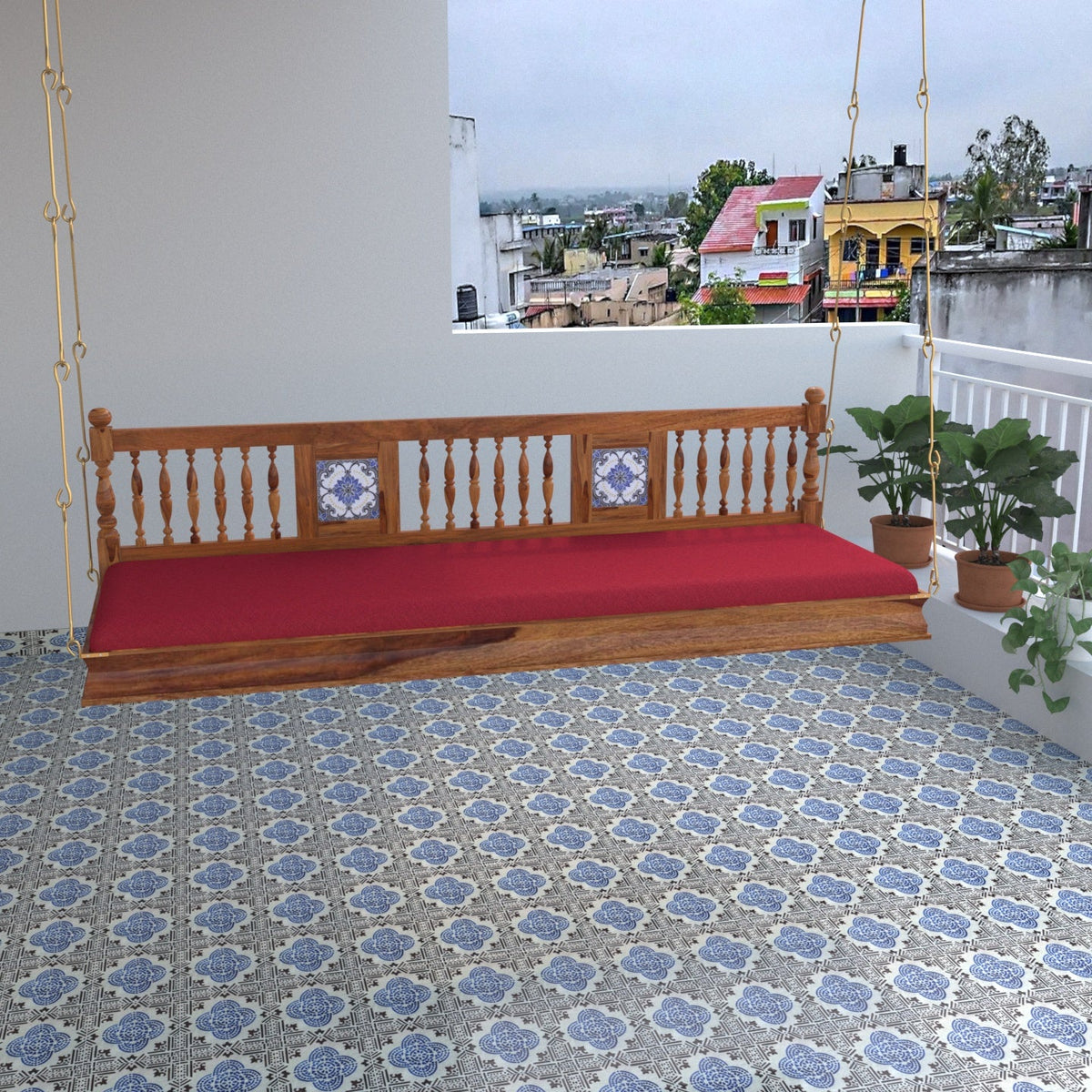 Sora Floral Tiled Hanging Swing — view 1