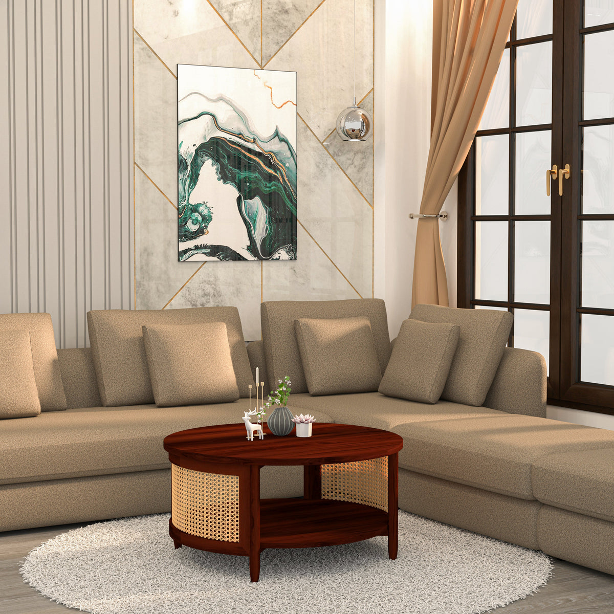 Emery Cane Round Coffee Table — view 1