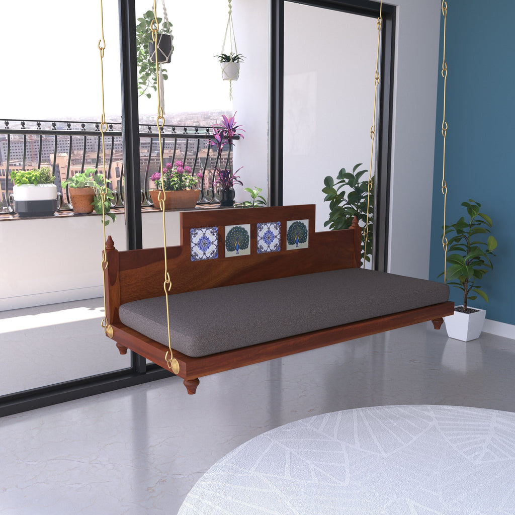 Kaia Tiled Upholstered Hanging Swing — view 1