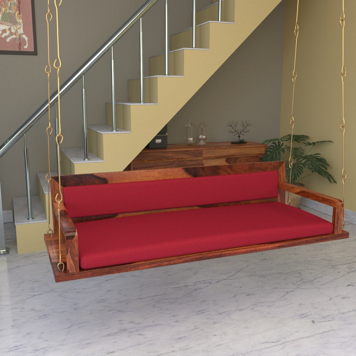 Opal Upholstered Red Hanging Swing — view 1
