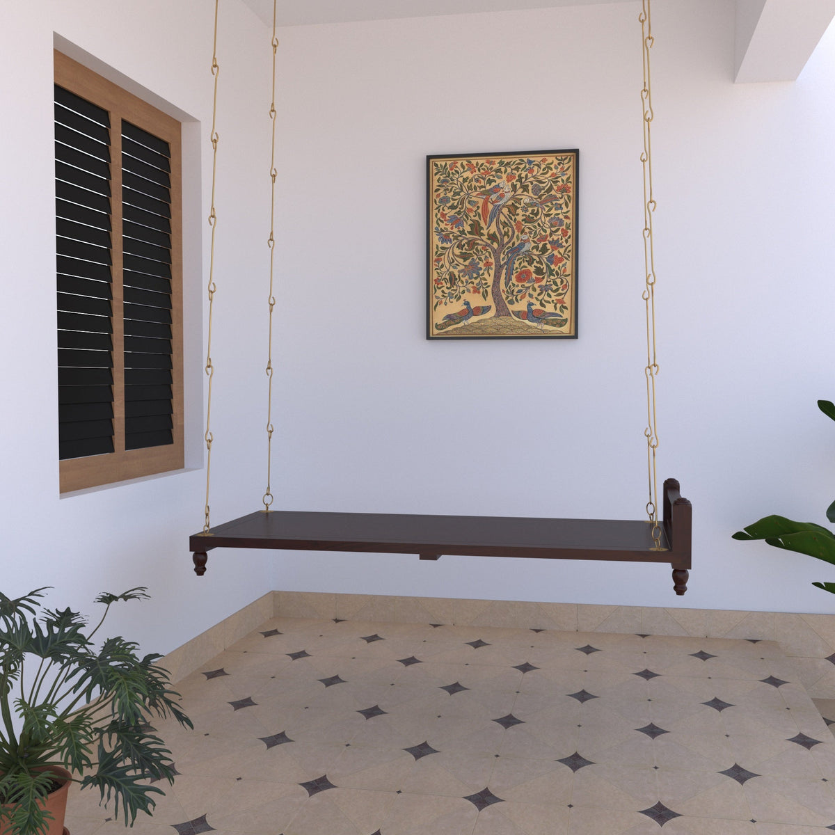 Lyra Solid Wood Hanging Swing — view 1