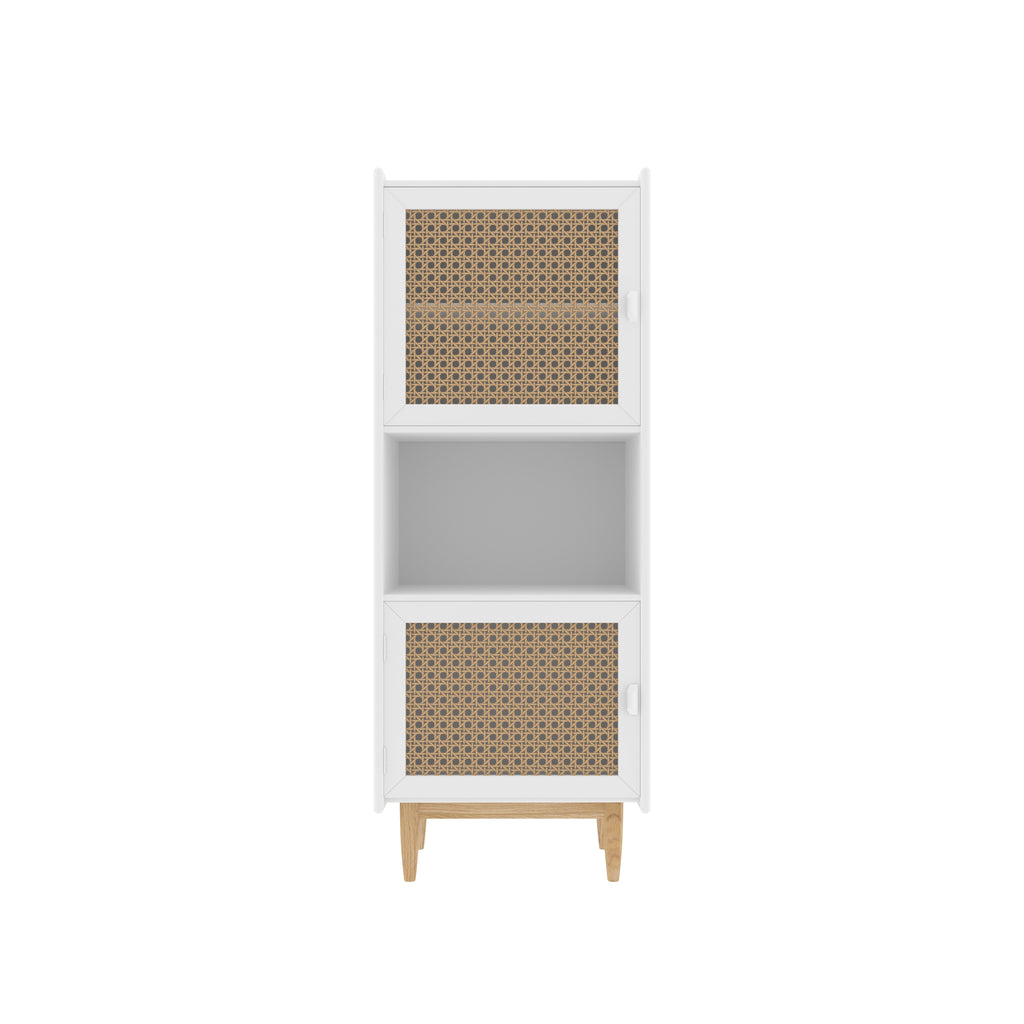 Celine Cane Panelled Engineered Wood Storage Cabinet — view 2
