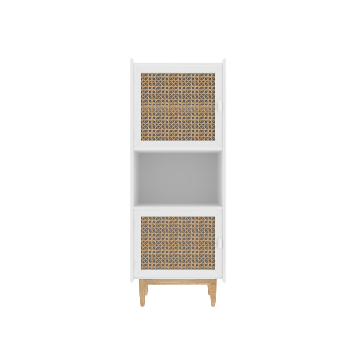 Celine Cane Panelled Engineered Wood Storage Cabinet — view 2