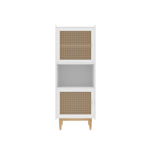 Celine Cane Panelled Engineered Wood Storage Cabinet — view 2