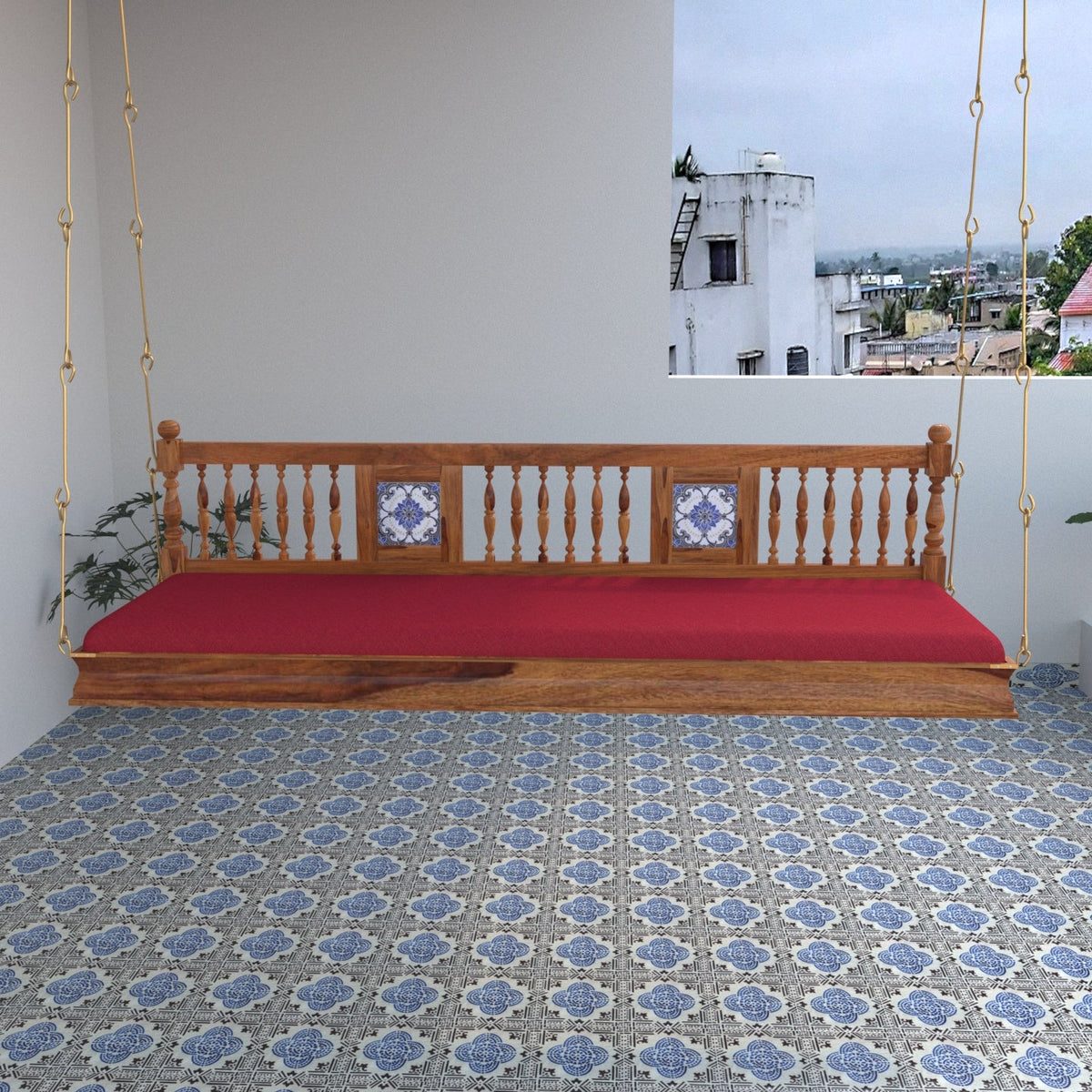 Sora Floral Tiled Hanging Swing — view 2