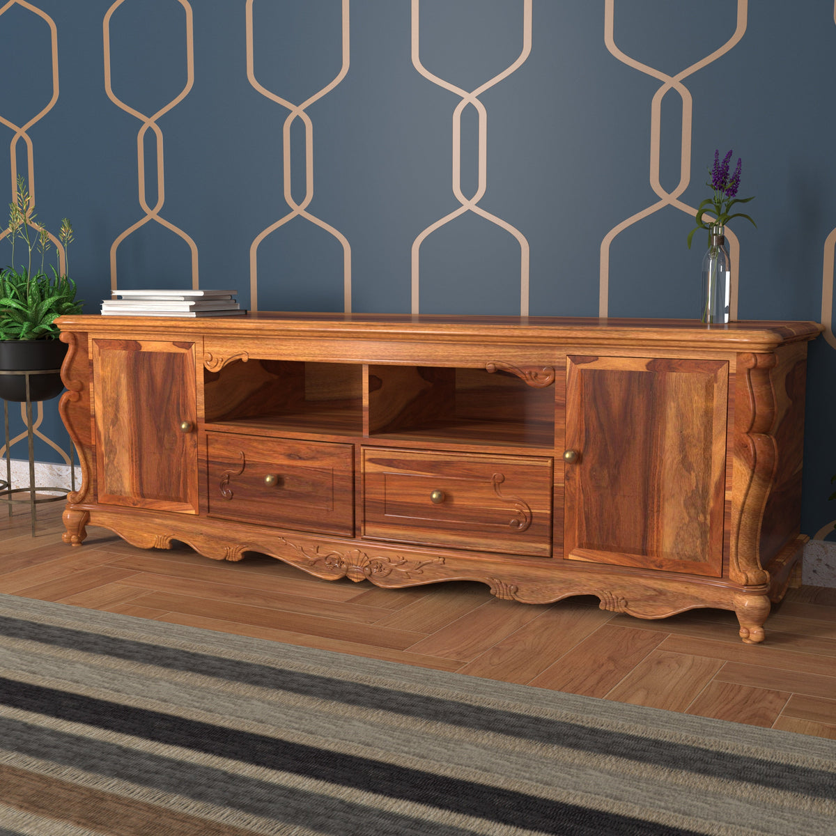 Piper Carved TV Unit — view 3