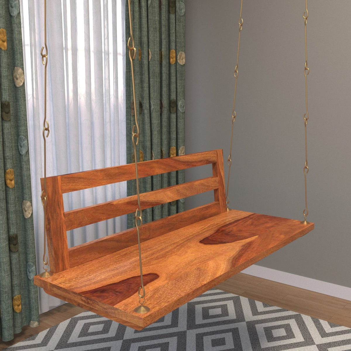 Silas Slatted Hanging Swing — view 2