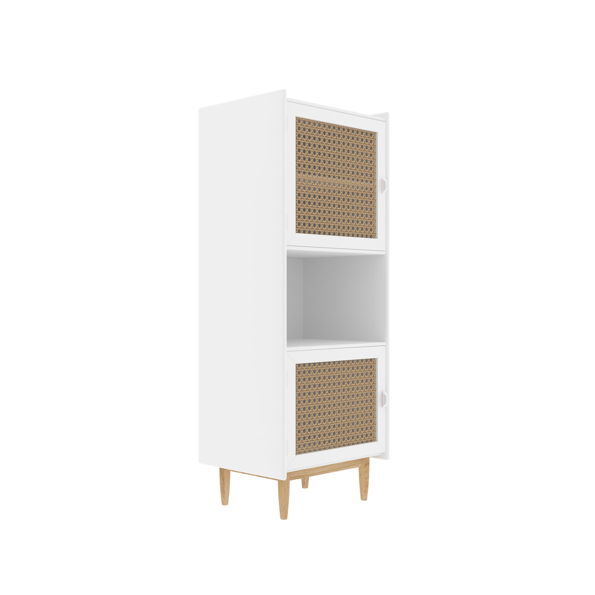 Celine Cane Panelled Engineered Wood Storage Cabinet — view 3