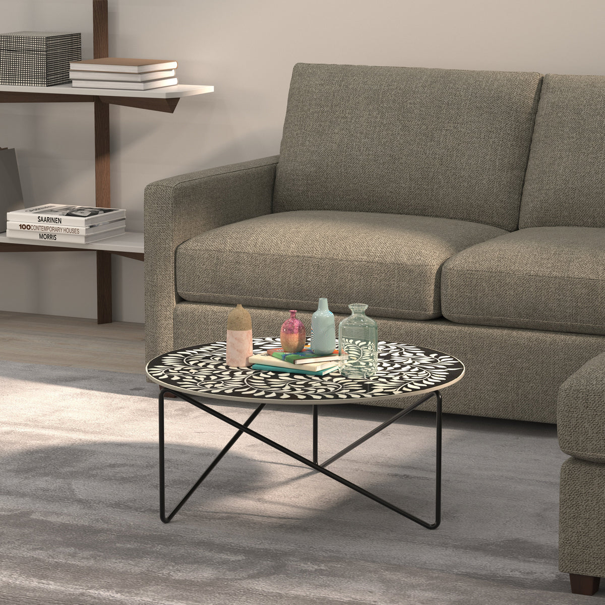 Briar Damask Metal Coffee Table — view 1