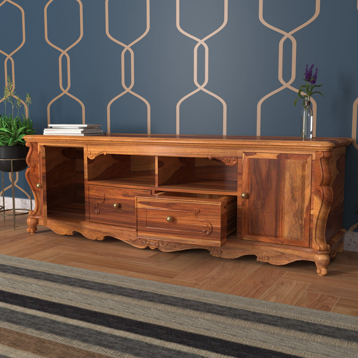 Piper Carved TV Unit — view 1