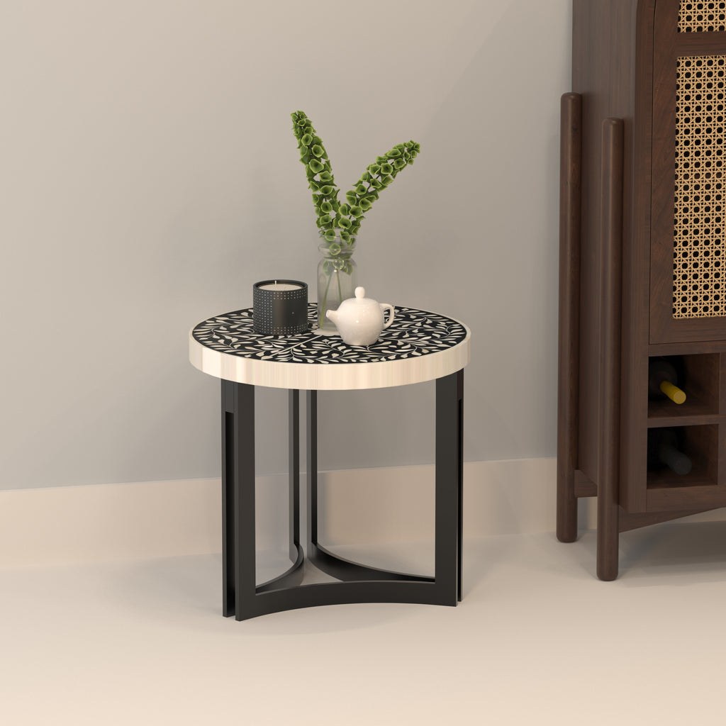 Evora Floral Metal Side Table — view 1