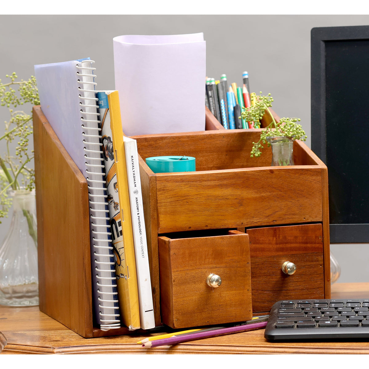 Ansel Solid Wood Desk Organizer - Natural - product image 1