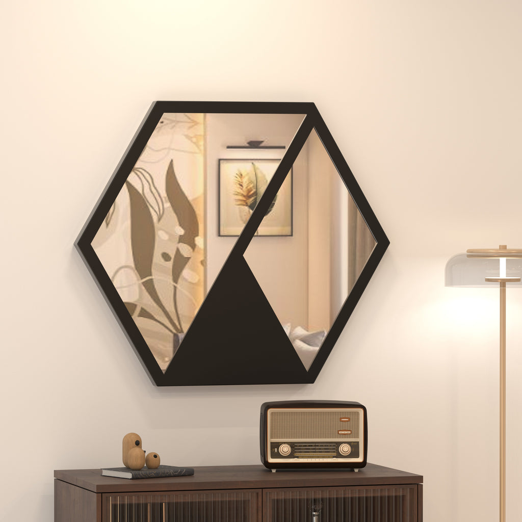 Aurelia Geometric Hexagonal Metal Wall Mirror — view 1