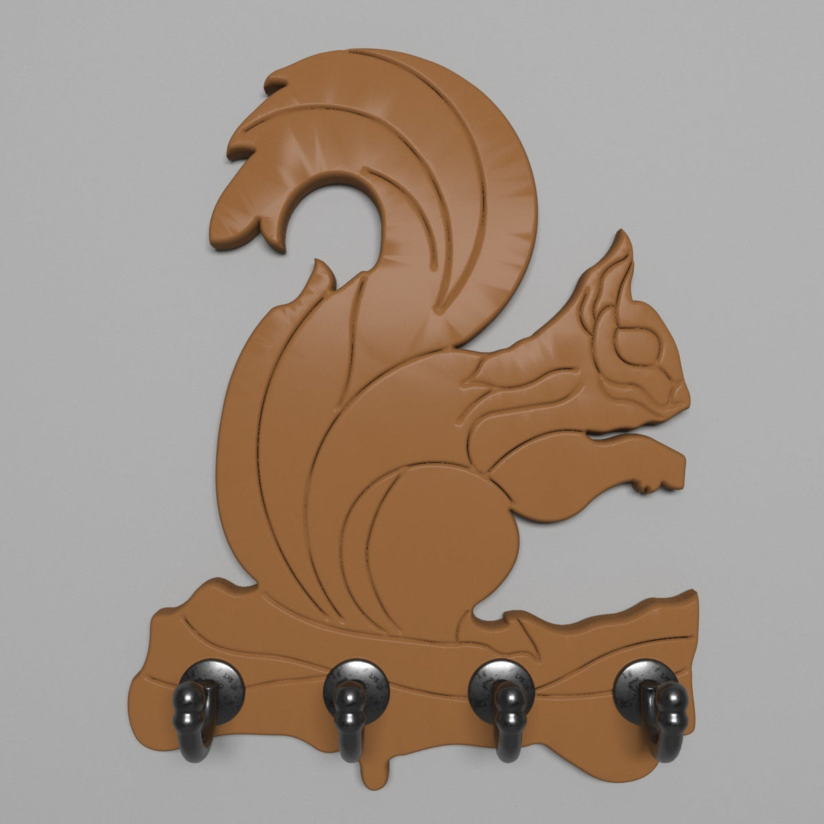 Aurelia Squirrel Vintage Engineered Wood 4-Hook Wall Rack — view 2