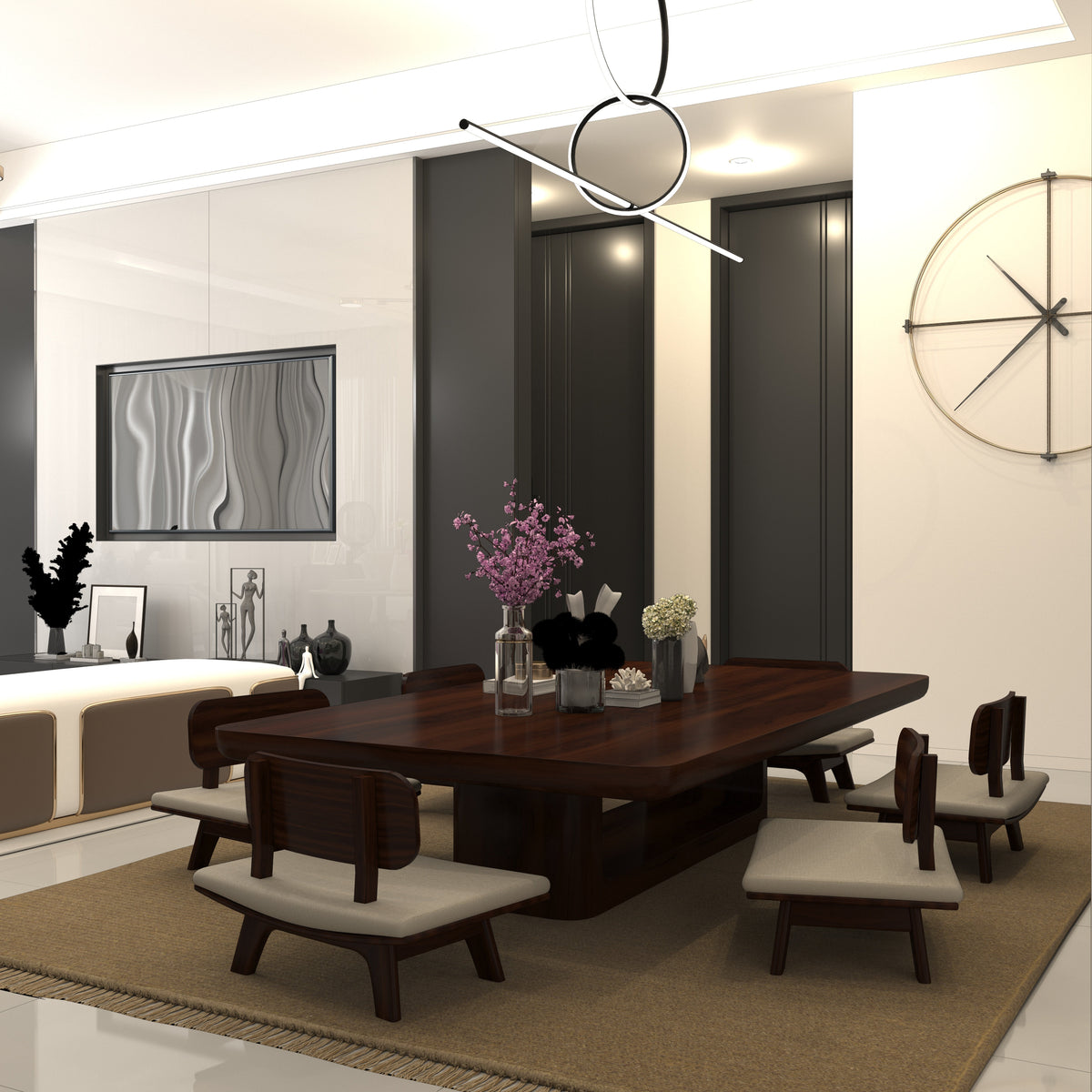 Eira Solid Wood Low Dining Set – product image 1