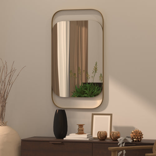 Aveline Rectangular Gold Metal Wall Mirror — view 1