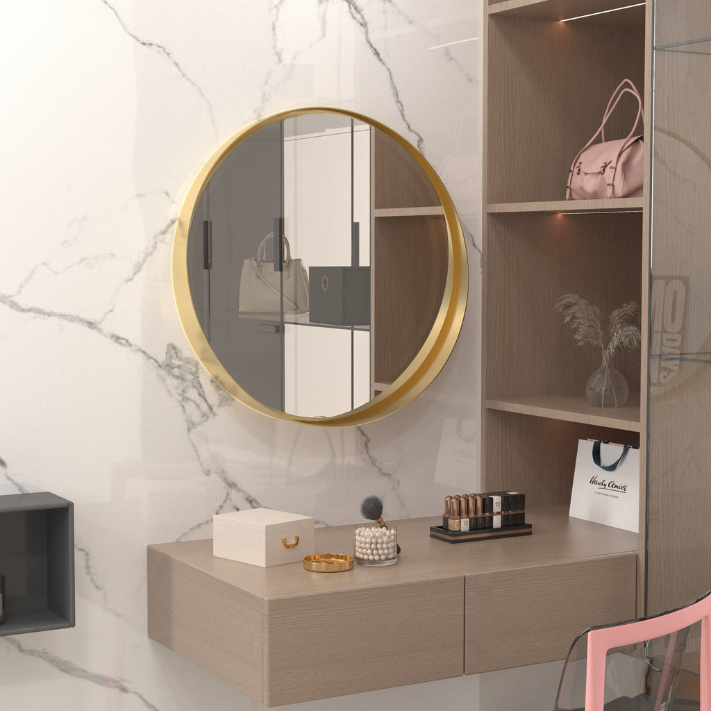 Dalia Round Gold Metal Wall Mirror — view 1