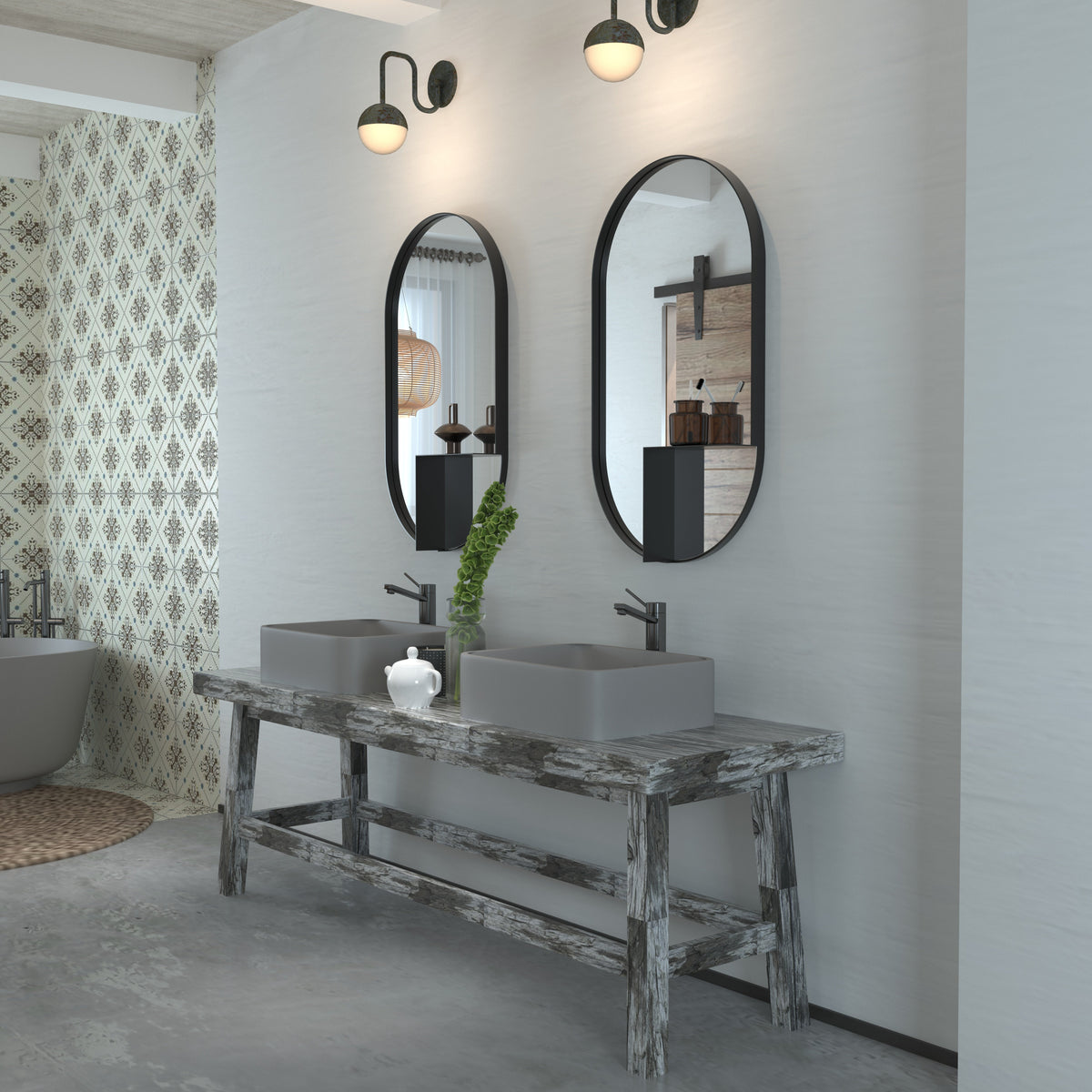 Elise Oval Black Metal Wall Mirror — view 1