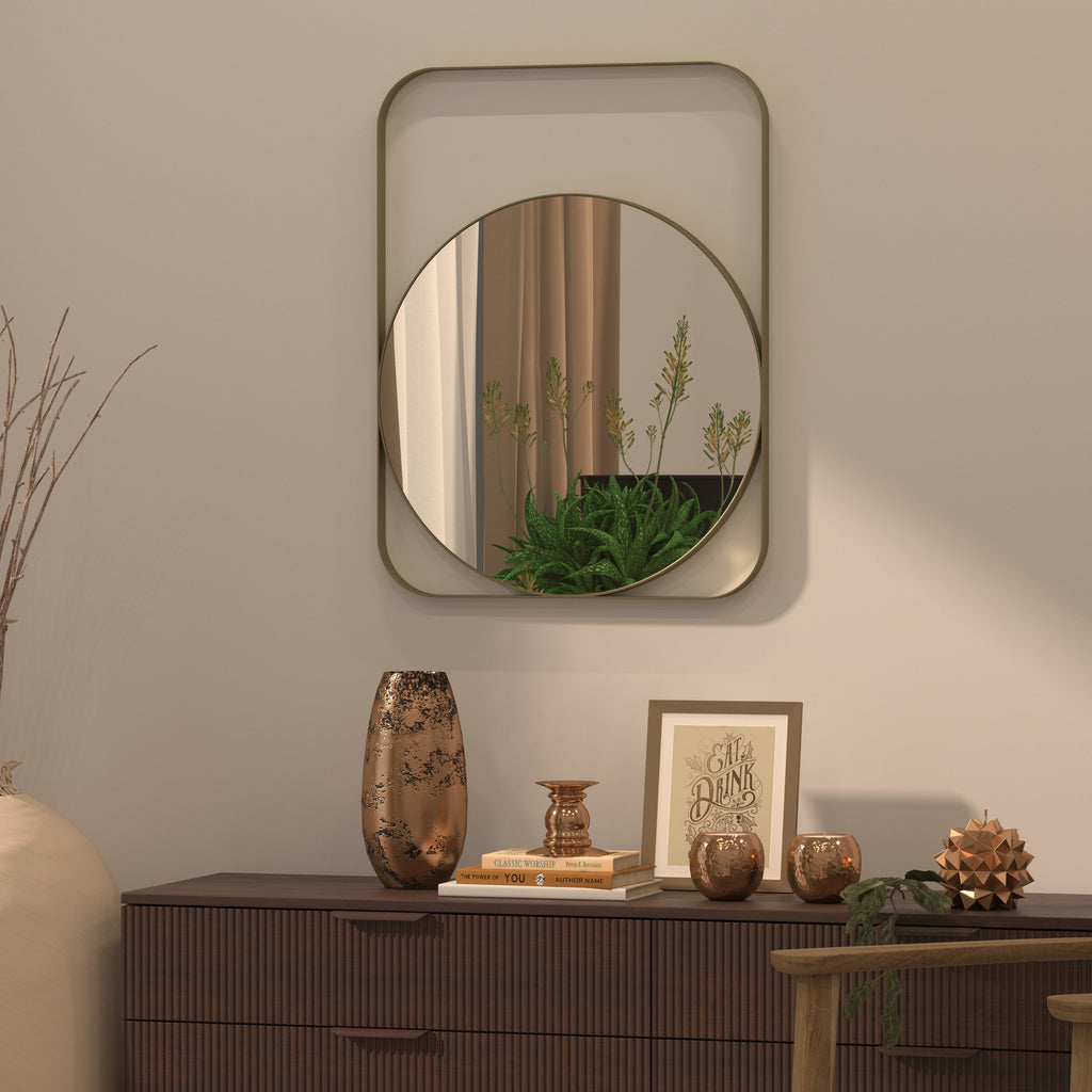 Bellamy Geometric Gold Metal Wall Mirror — view 1