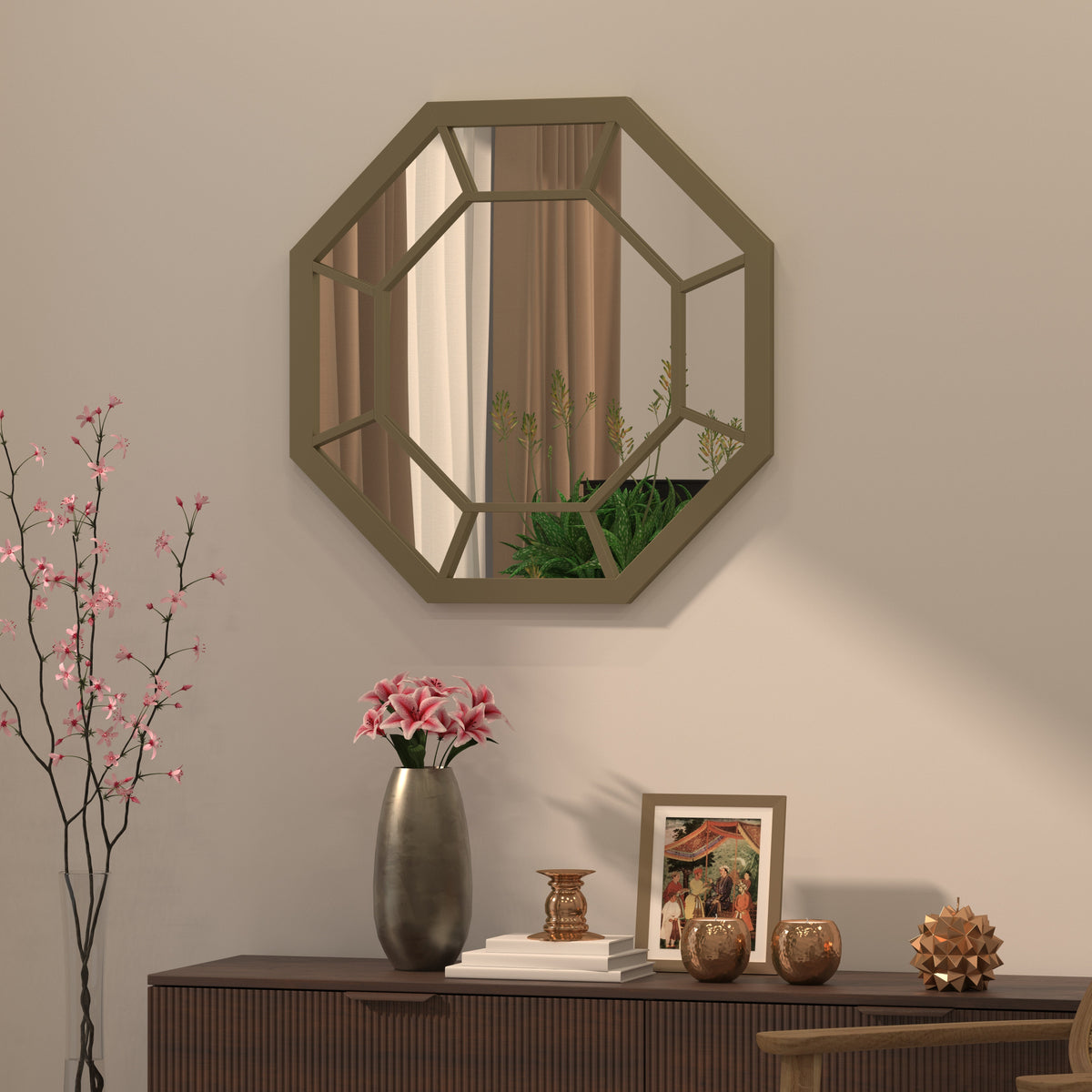 Arlo Geometric Octagonal Metal Wall Mirror — view 1
