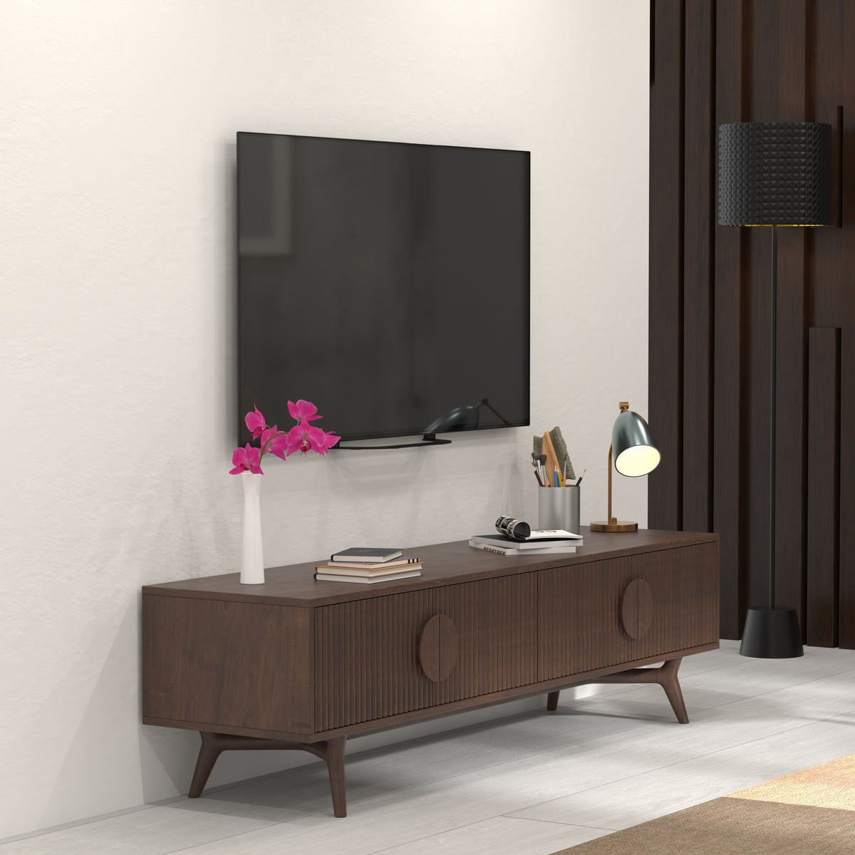 Dalia Panelled Mid-Century TV Unit — view 1