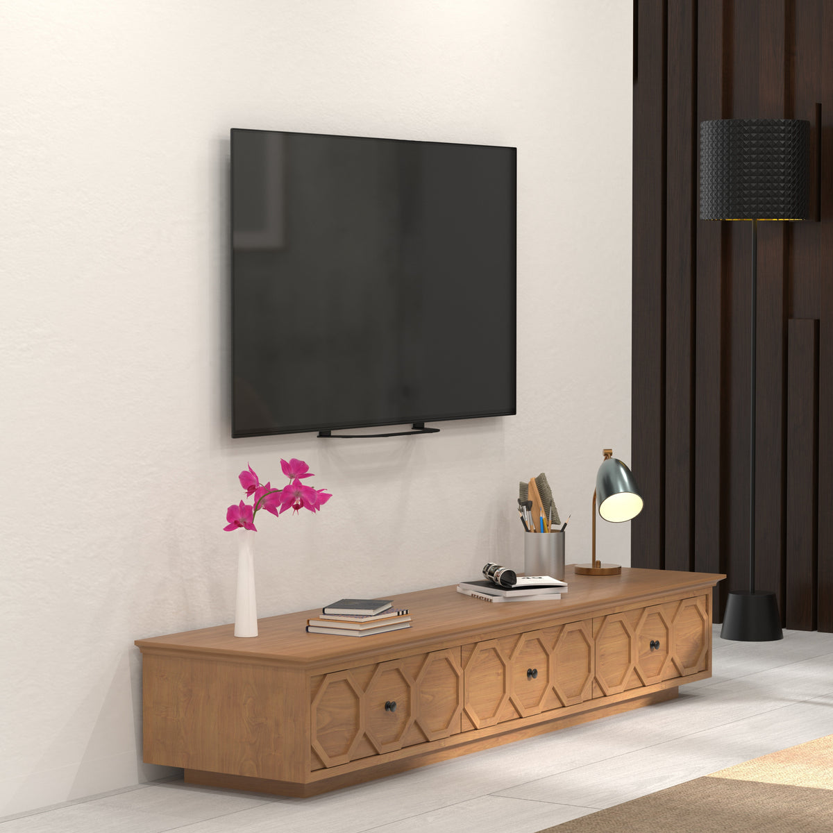 Delphine Geometric Engineered Wood TV Unit — view 1