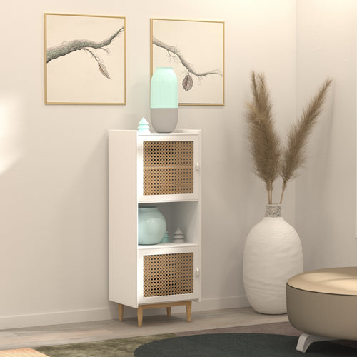 Celine Cane Panelled Engineered Wood Storage Cabinet — view 1
