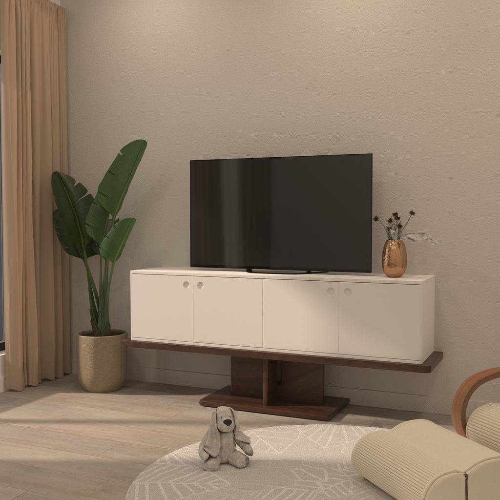 Flora Floating Pedestal Engineered Wood TV Unit — view 1