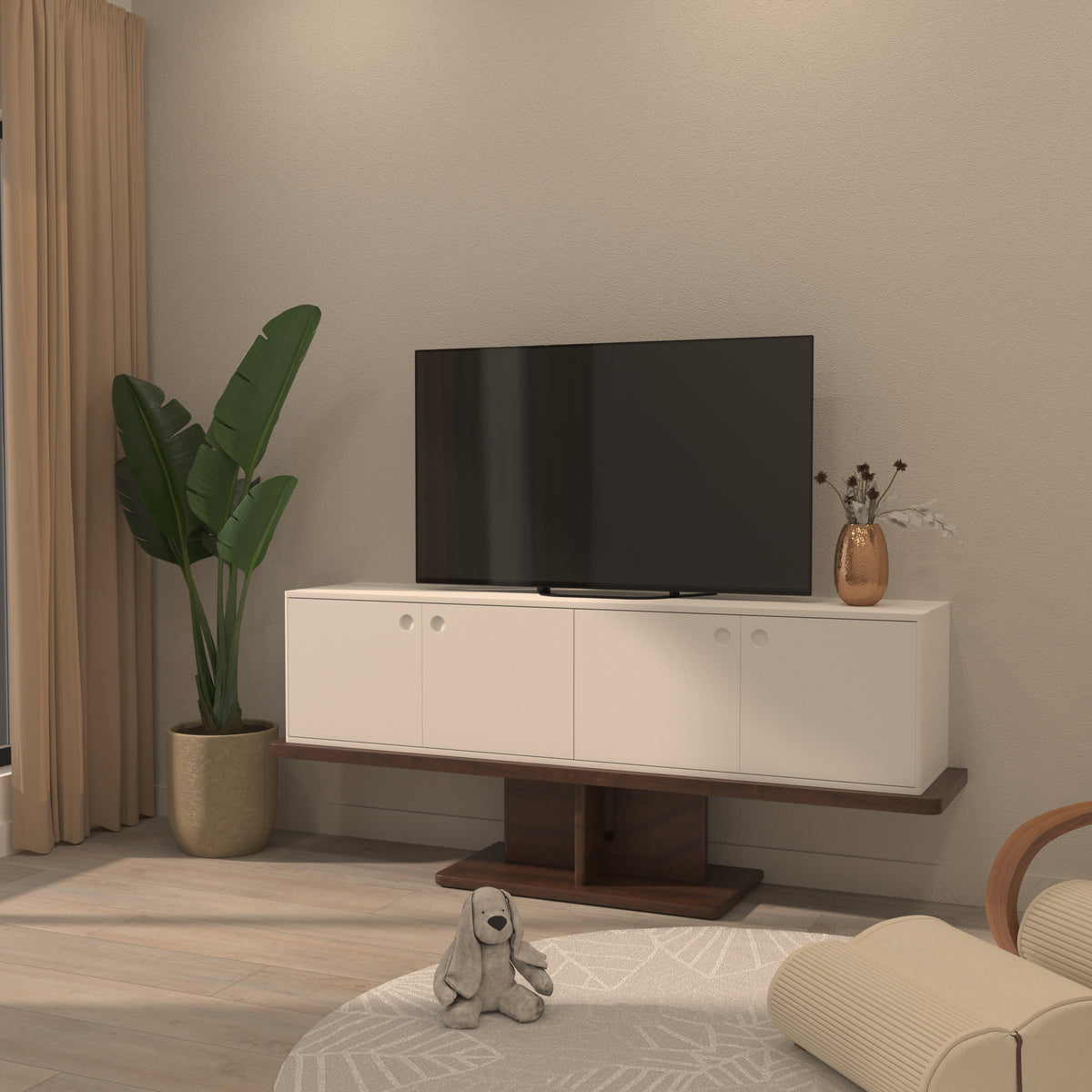 Flora Floating Pedestal Engineered Wood TV Unit — view 1