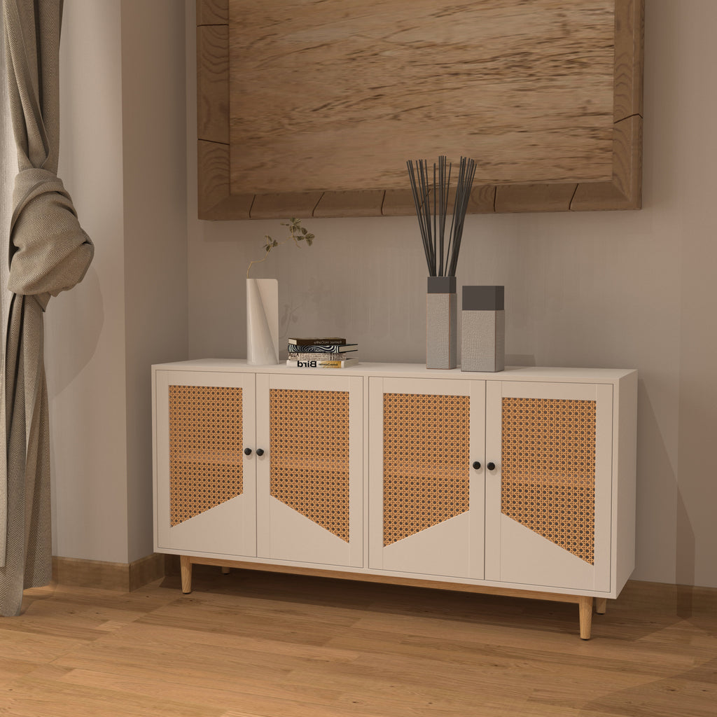 Briar Geometric Cane Engineered Wood Sideboard — view 1