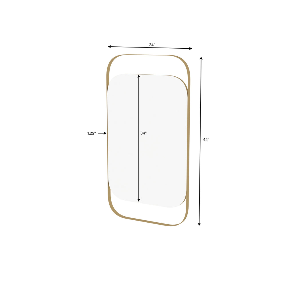 Aveline Rectangular Gold Metal Wall Mirror — view 6
